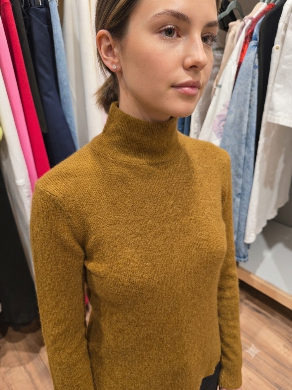 Y's by Yohji Yamamoto Women's Mustard Turtleneck Sweater